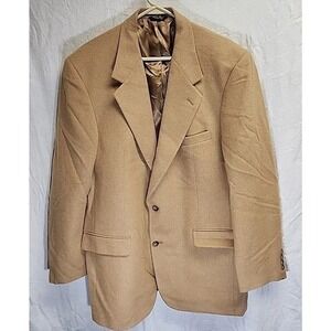 Bill Blass‎ Blazer Mens 44L Tan Camel Hair Black Label Sport Coat Jacket